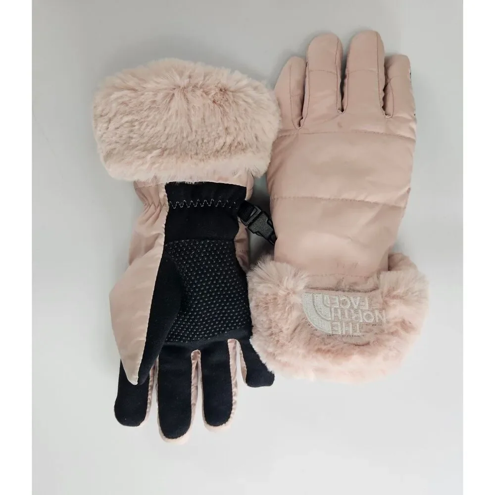 The North Face Girls Sz Medium Shasta Gloves Faux Fur Trimmed 8-9y